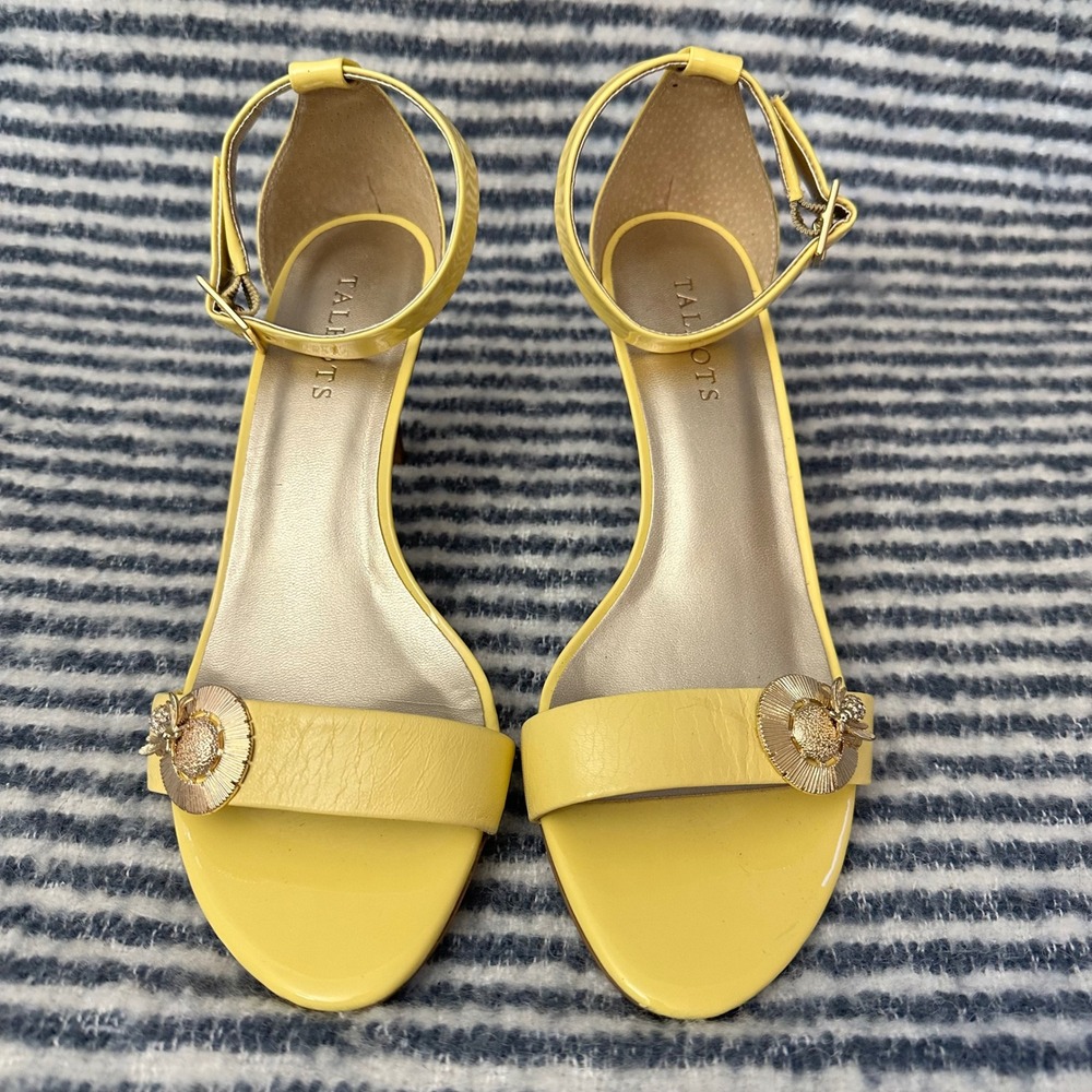 Talbots Yellow Ankle-Strap Flower Detail Sandals